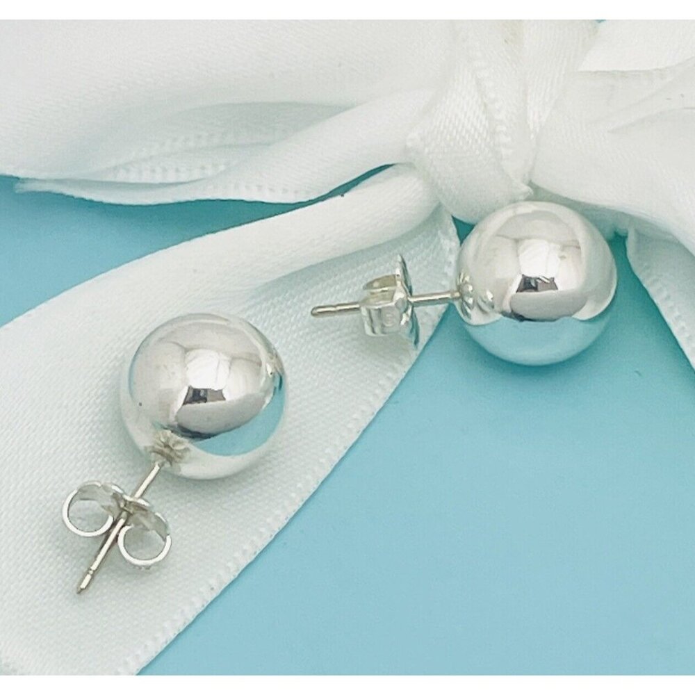 Tiffany & Co HardWear Bead Ball Stud Earrings 10mm Silver GENUINE